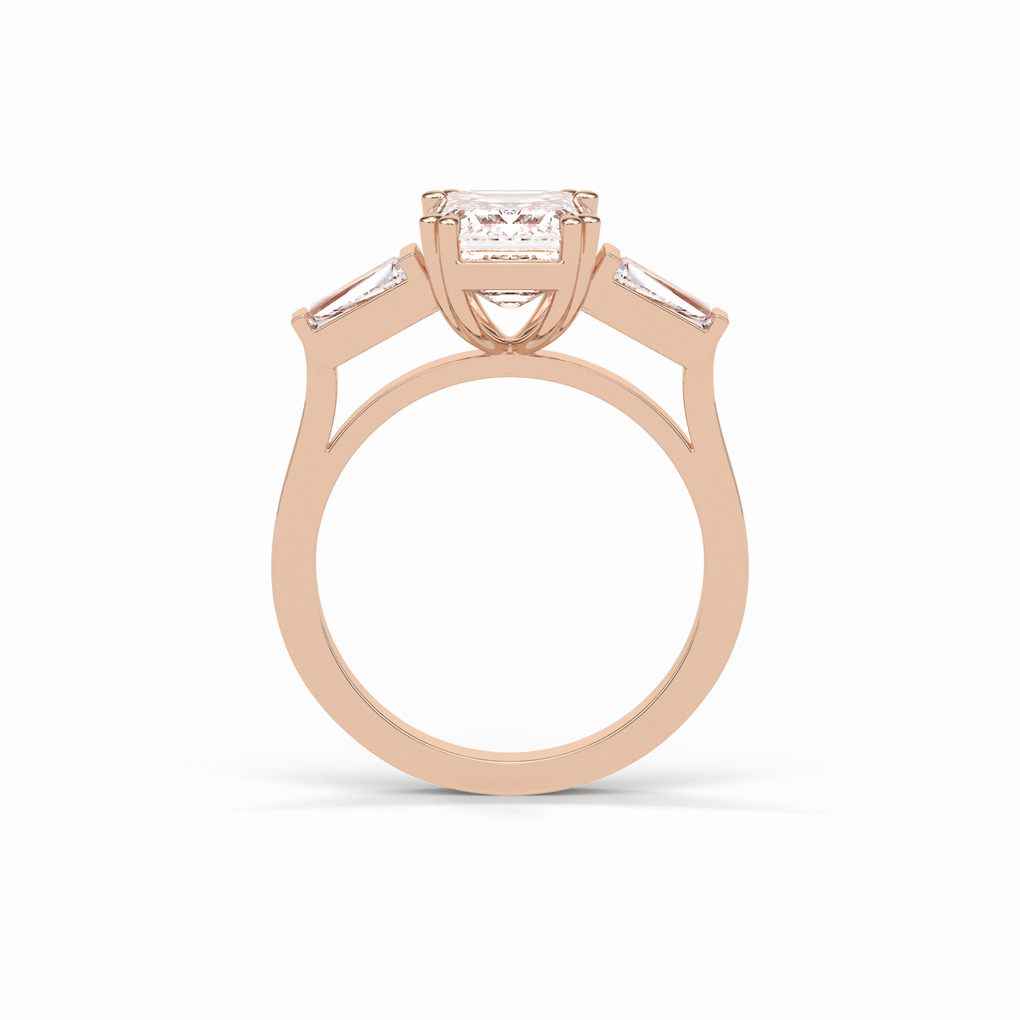 Emerald Three Stones Lab Grown Diamond Engagement Ring
