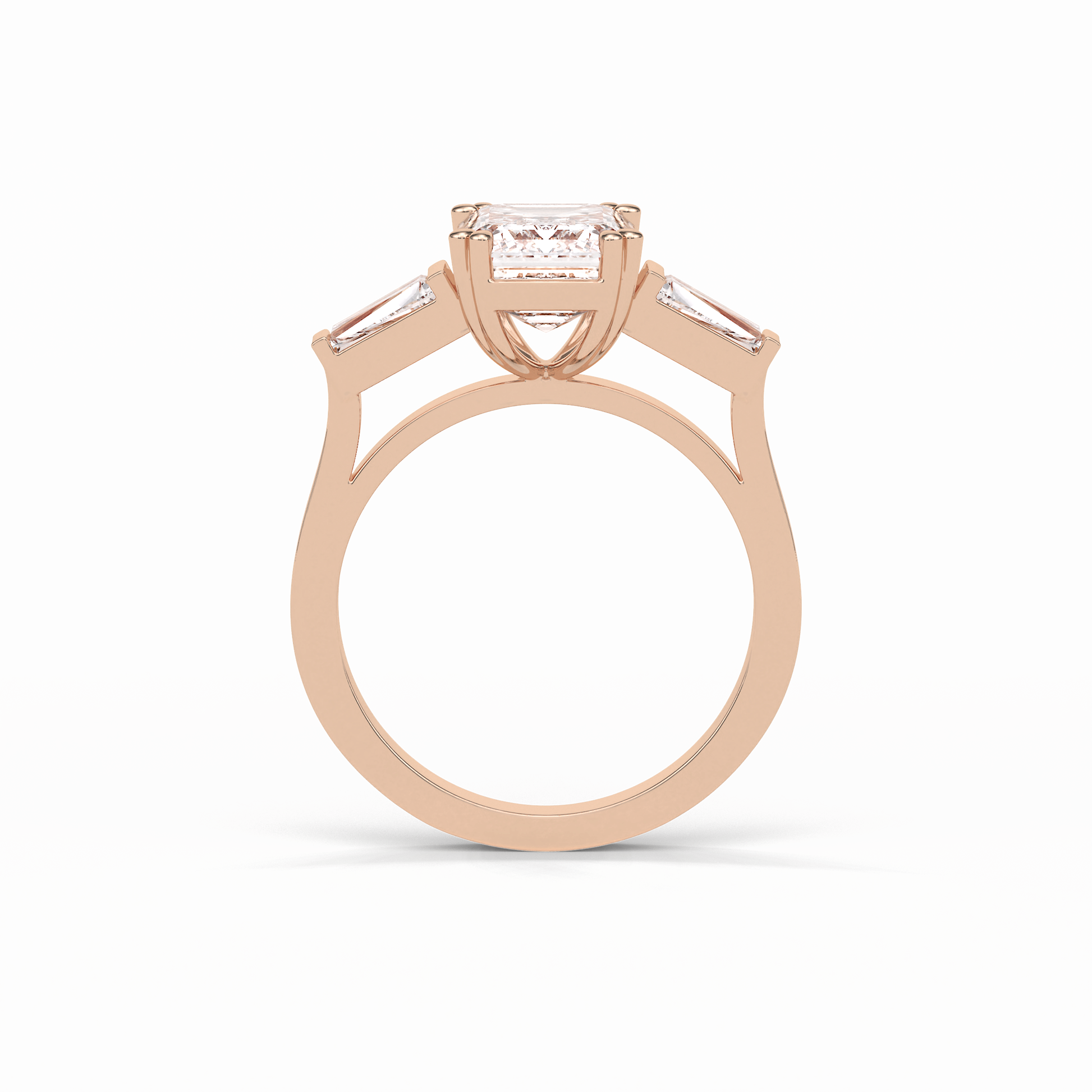 Emerald Three Stones Lab Grown Diamond Engagement Ring