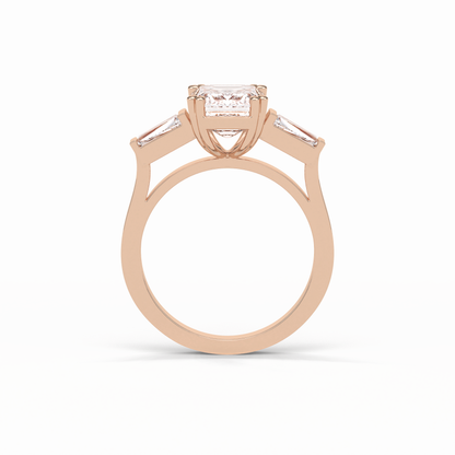 Emerald Three Stones Lab Grown Diamond Engagement Ring