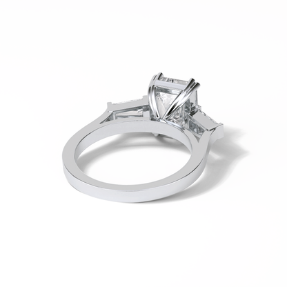 Emerald Three Stones Lab Grown Diamond Engagement Ring