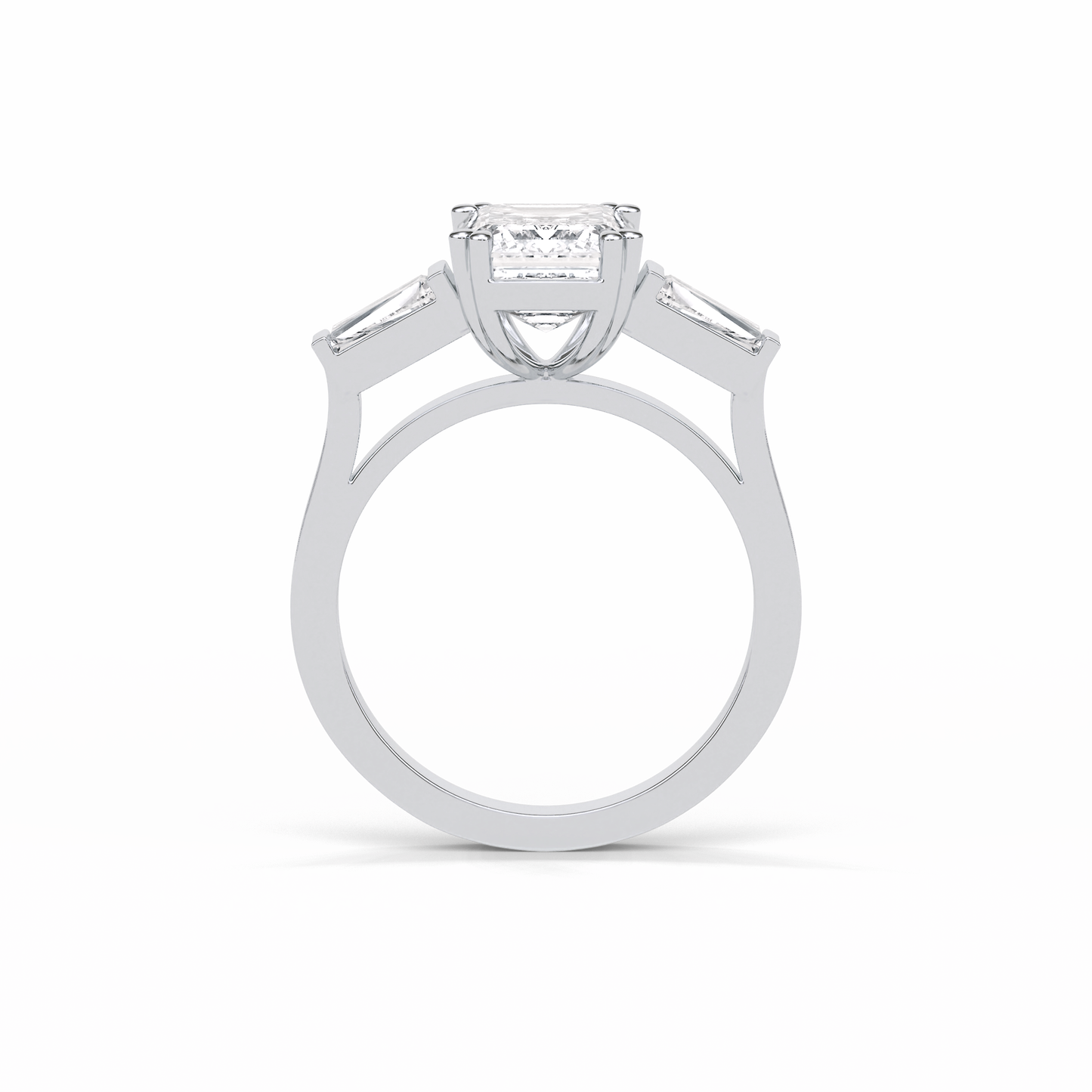 Emerald Three Stones Lab Grown Diamond Engagement Ring