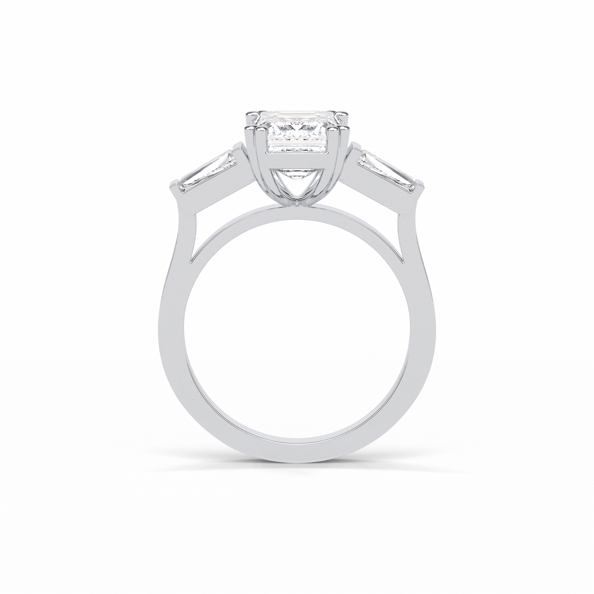 Emerald Three Stones Lab Grown Diamond Engagement Ring