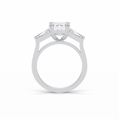 Emerald Three Stones Lab Grown Diamond Engagement Ring