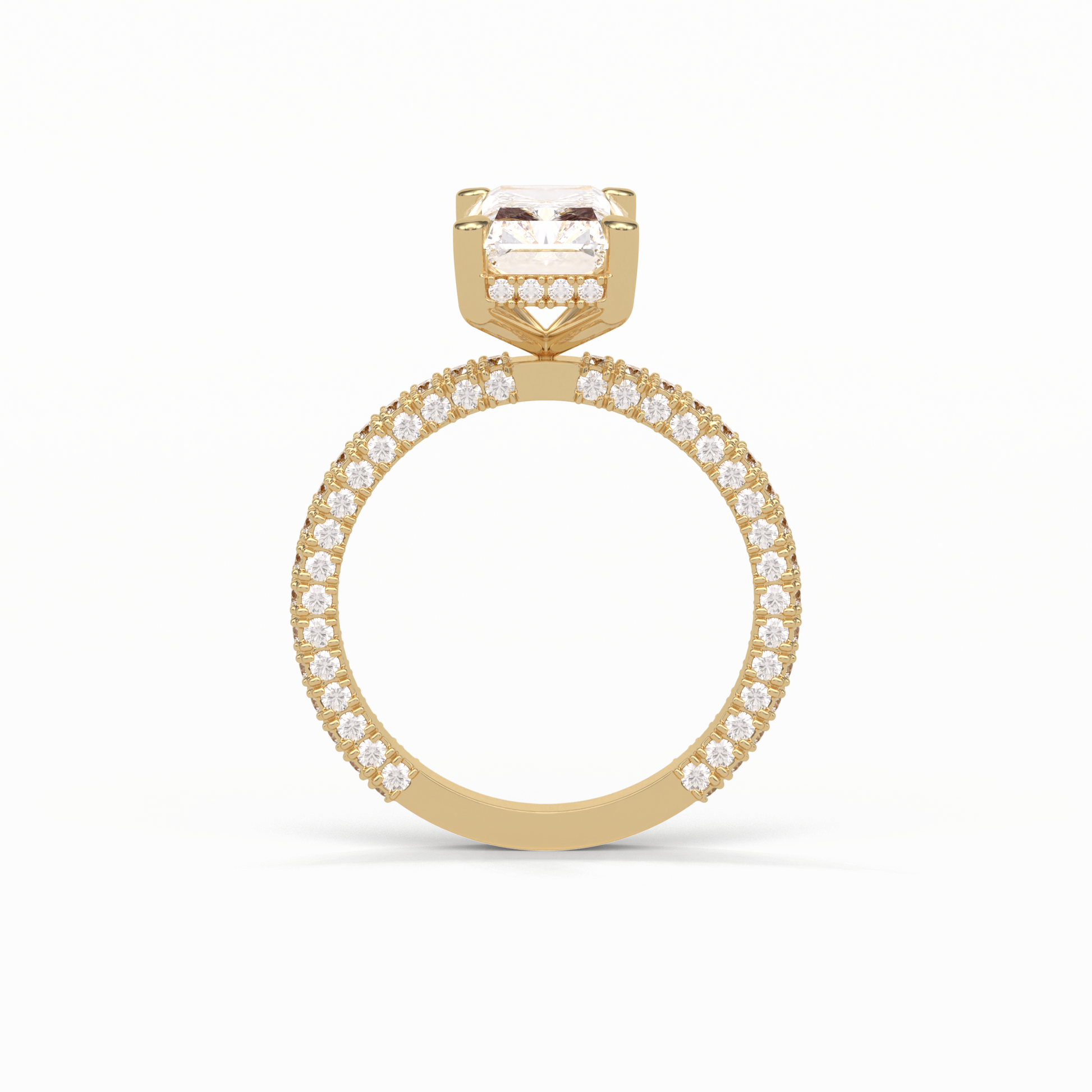 Radiant Pave & Hidden Halo Lab Grown Diamond Engagement Ring