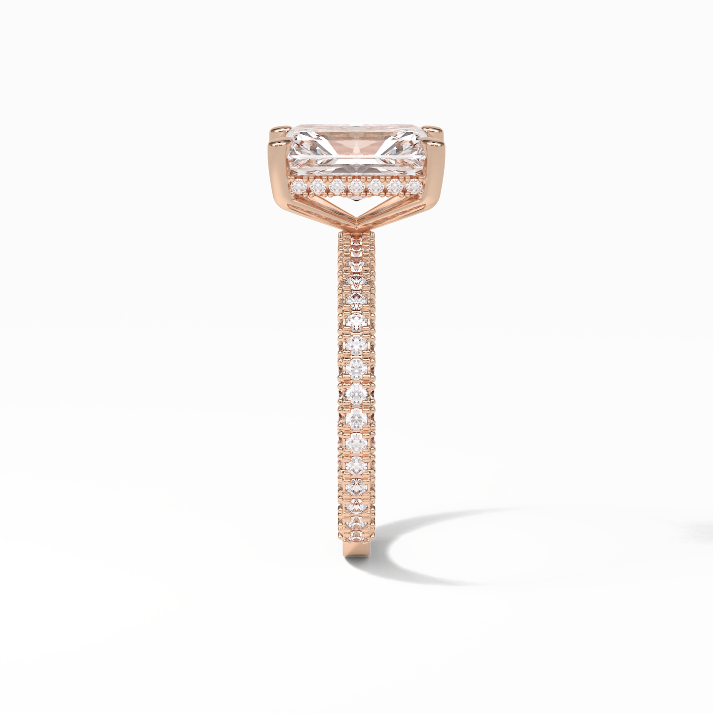 Radiant Pave & Hidden Halo Lab Grown Diamond Engagement Ring