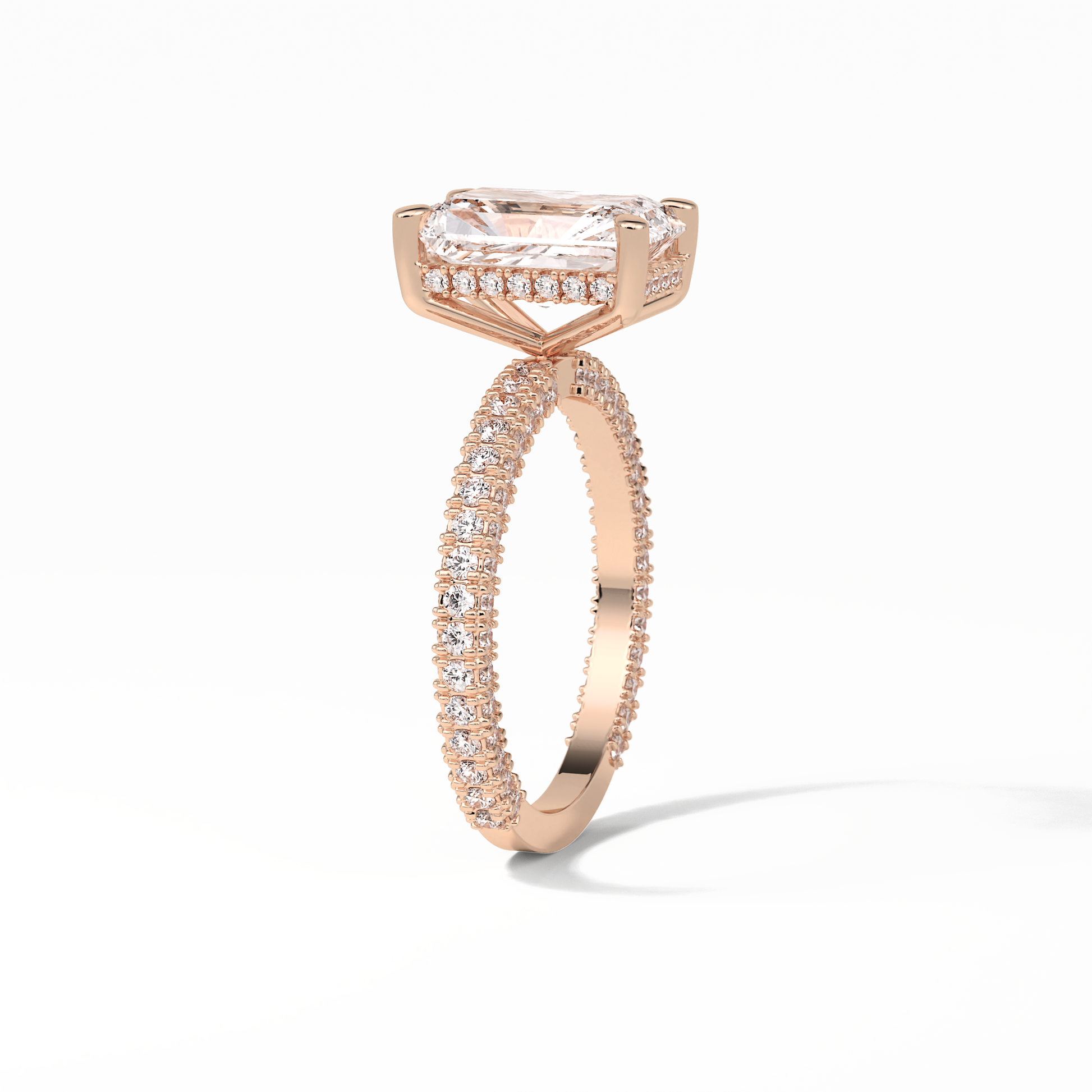 Radiant Pave & Hidden Halo Lab Grown Diamond Engagement Ring