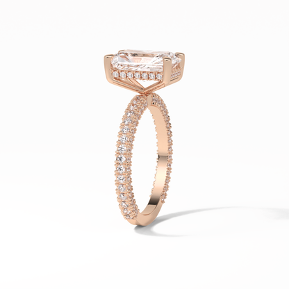 Radiant Pave & Hidden Halo Lab Grown Diamond Engagement Ring