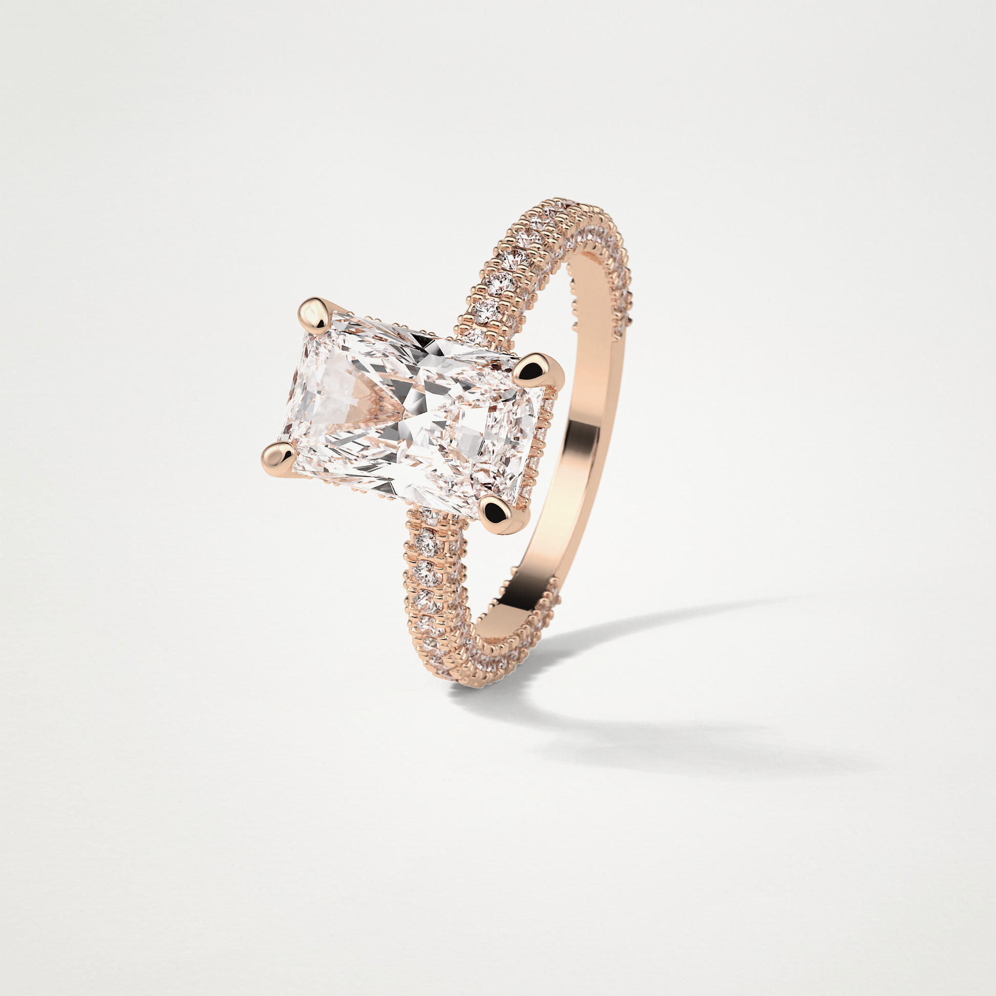 Radiant Pave & Hidden Halo Lab Grown Diamond Engagement Ring