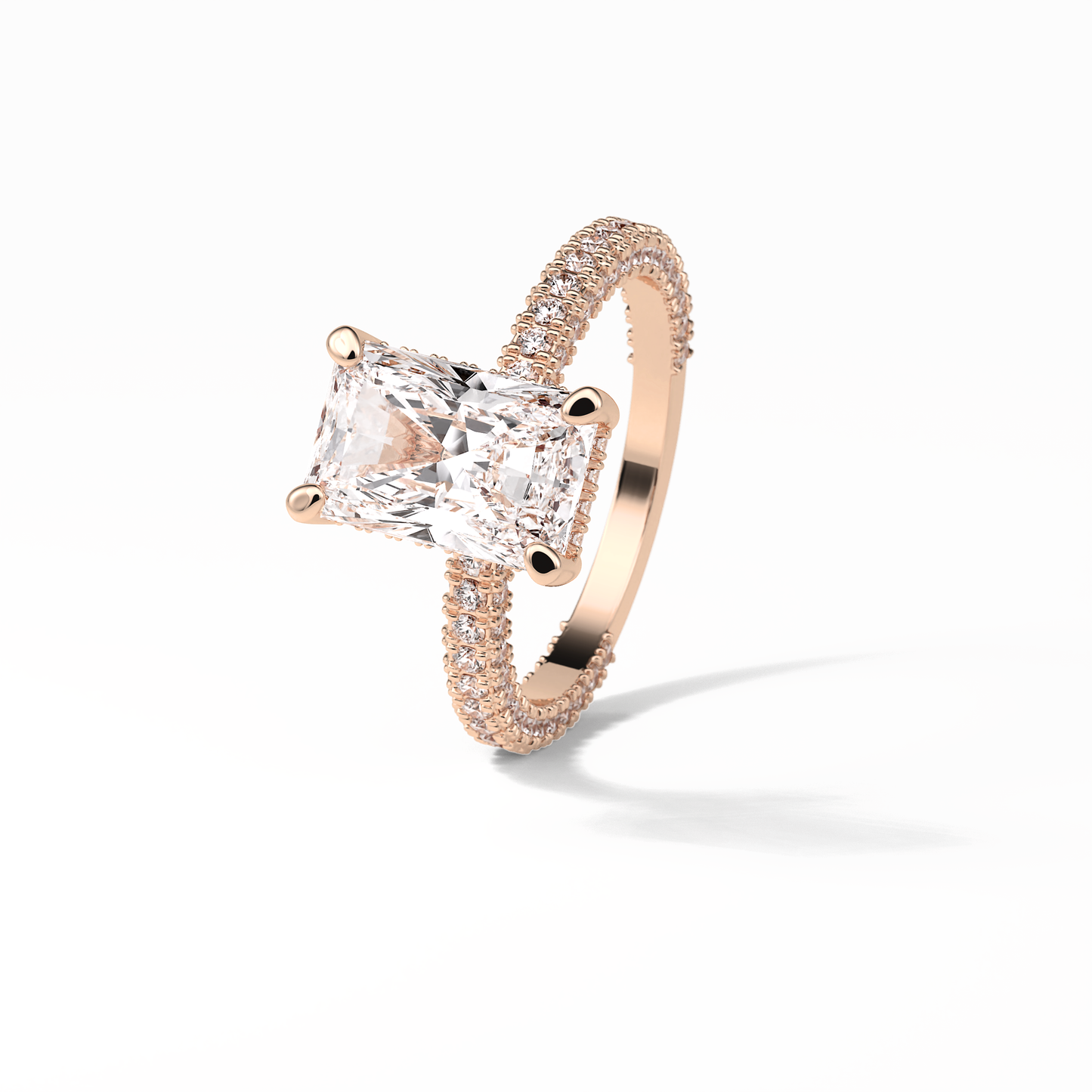 Radiant Pave & Hidden Halo Lab Grown Diamond Engagement Ring