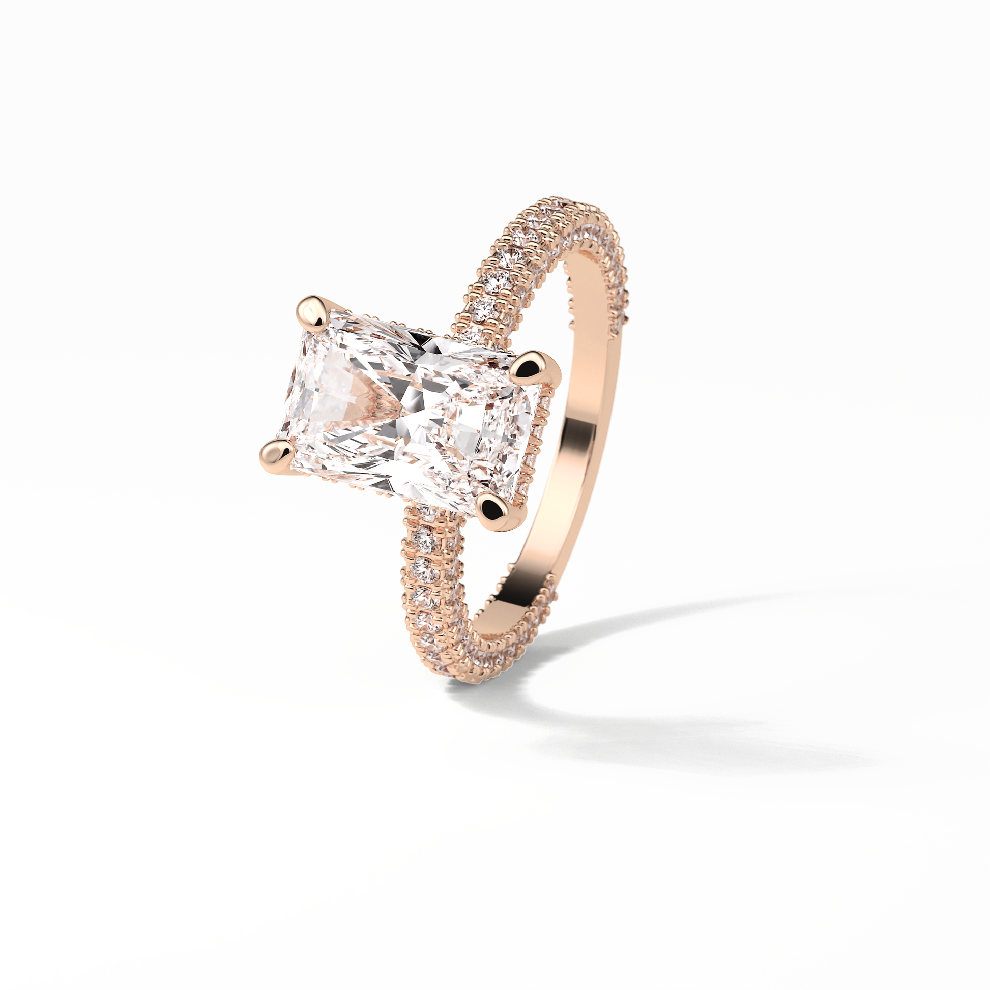 Radiant Pave & Hidden Halo Lab Grown Diamond Engagement Ring