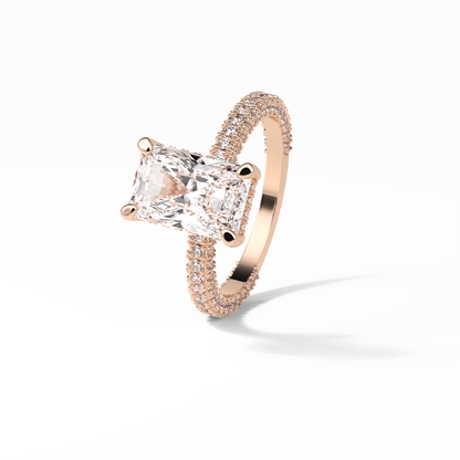 Radiant Pave & Hidden Halo Lab Grown Diamond Engagement Ring