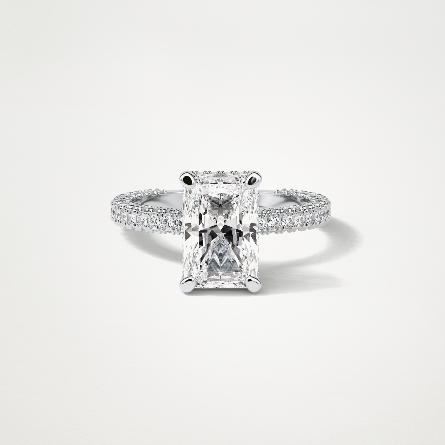 Radiant Pave & Hidden Halo Lab Grown Diamond Engagement Ring