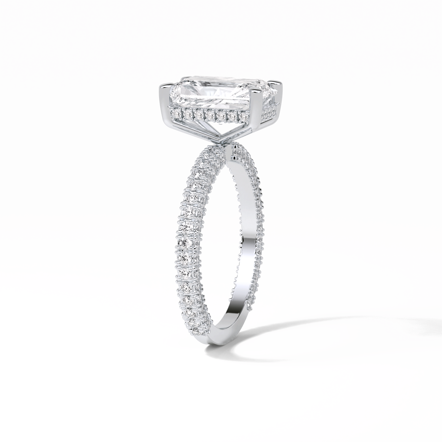 Radiant Pave & Hidden Halo Lab Grown Diamond Engagement Ring
