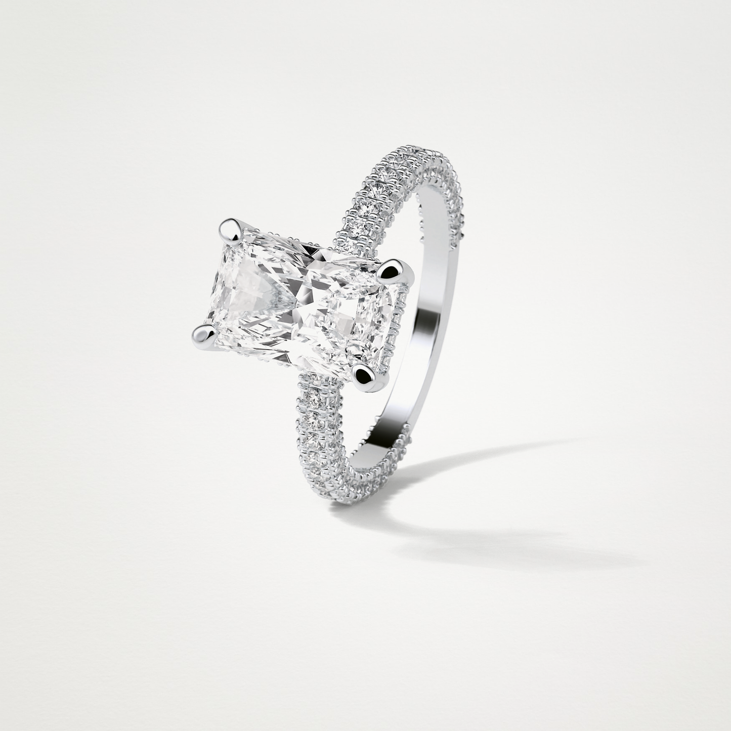 Radiant Pave & Hidden Halo Lab Grown Diamond Engagement Ring