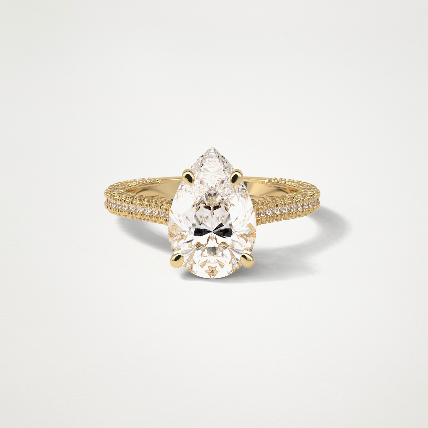 Pear Pave & Hidden Halo Lab Grown Diamond Engagement Ring