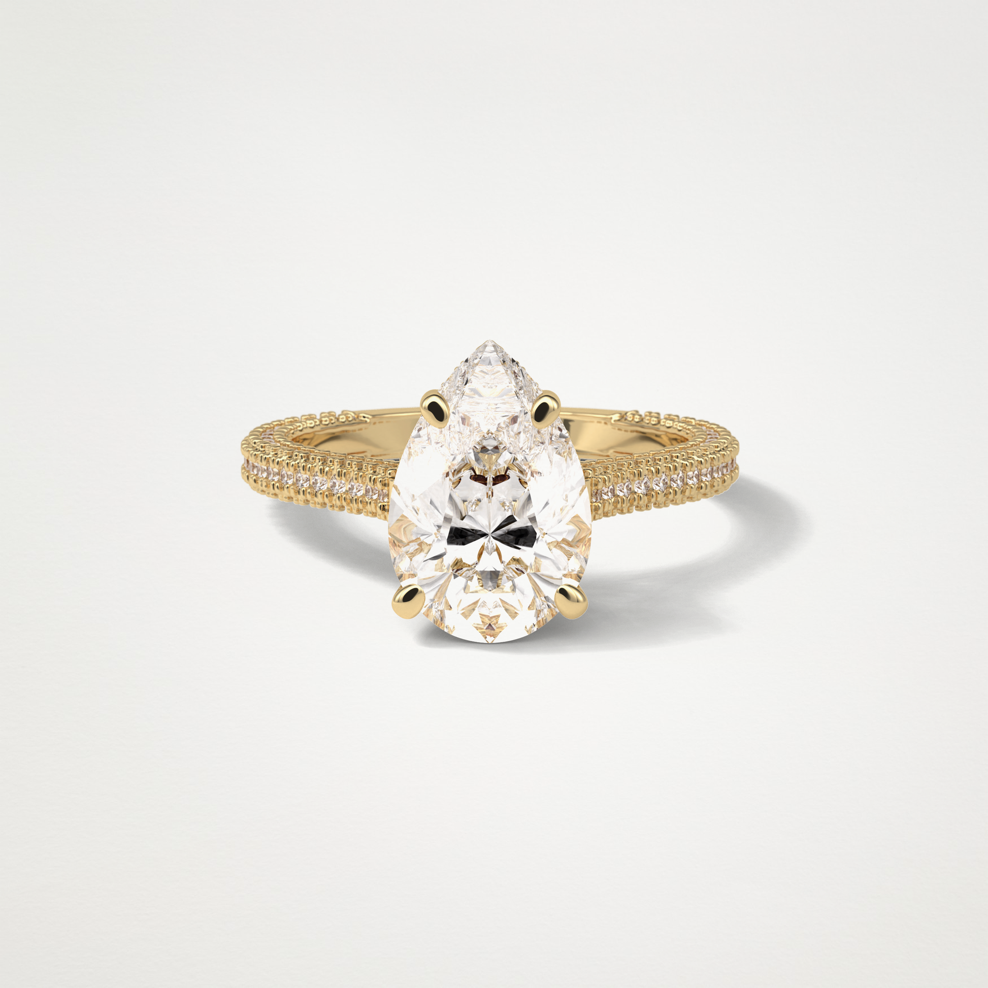 Pear Pave & Hidden Halo Lab Grown Diamond Engagement Ring