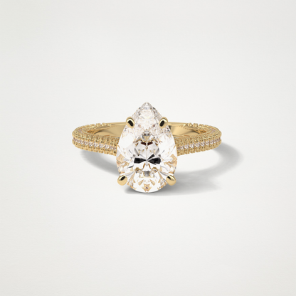 Pear Pave & Hidden Halo Lab Grown Diamond Engagement Ring
