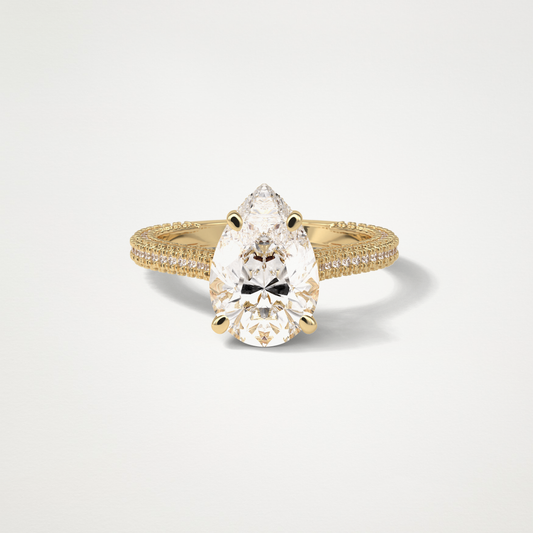 Pear Pave & Hidden Halo Lab Grown Diamond Engagement Ring