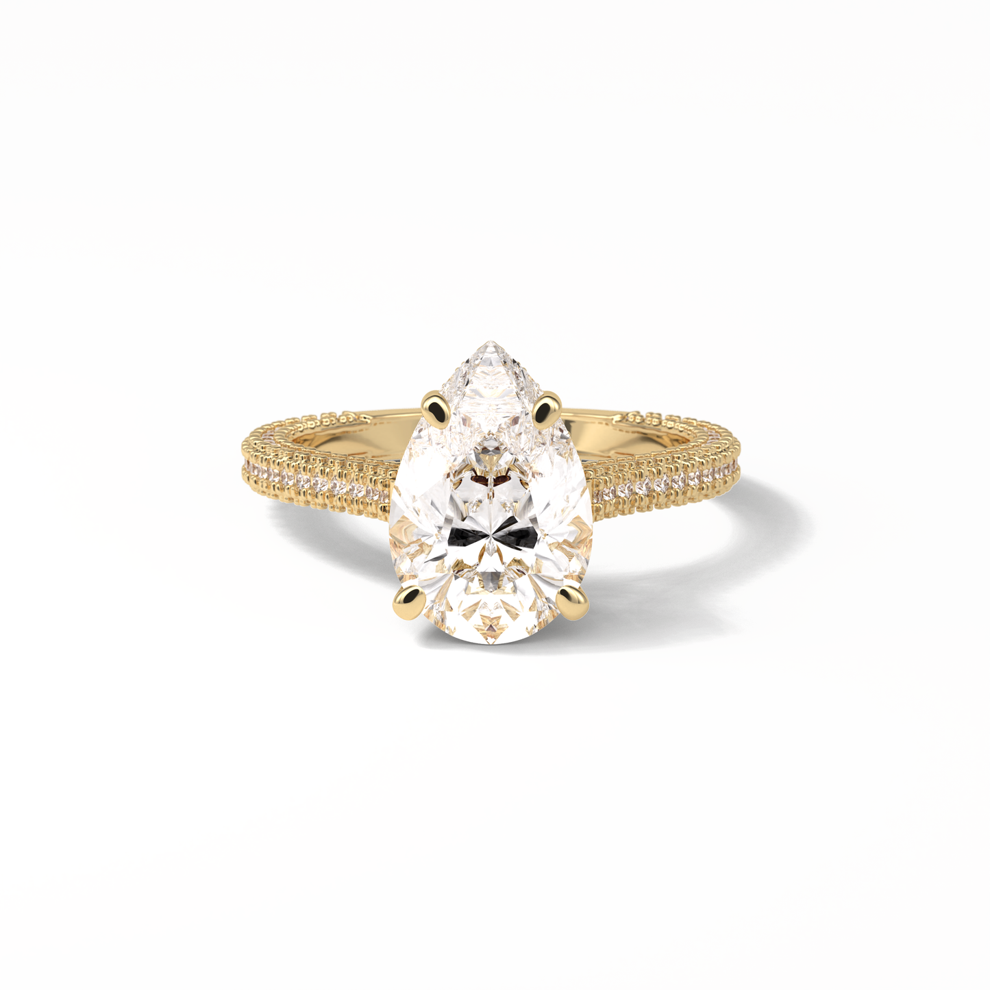 Pear Pave & Hidden Halo Lab Grown Diamond Engagement Ring