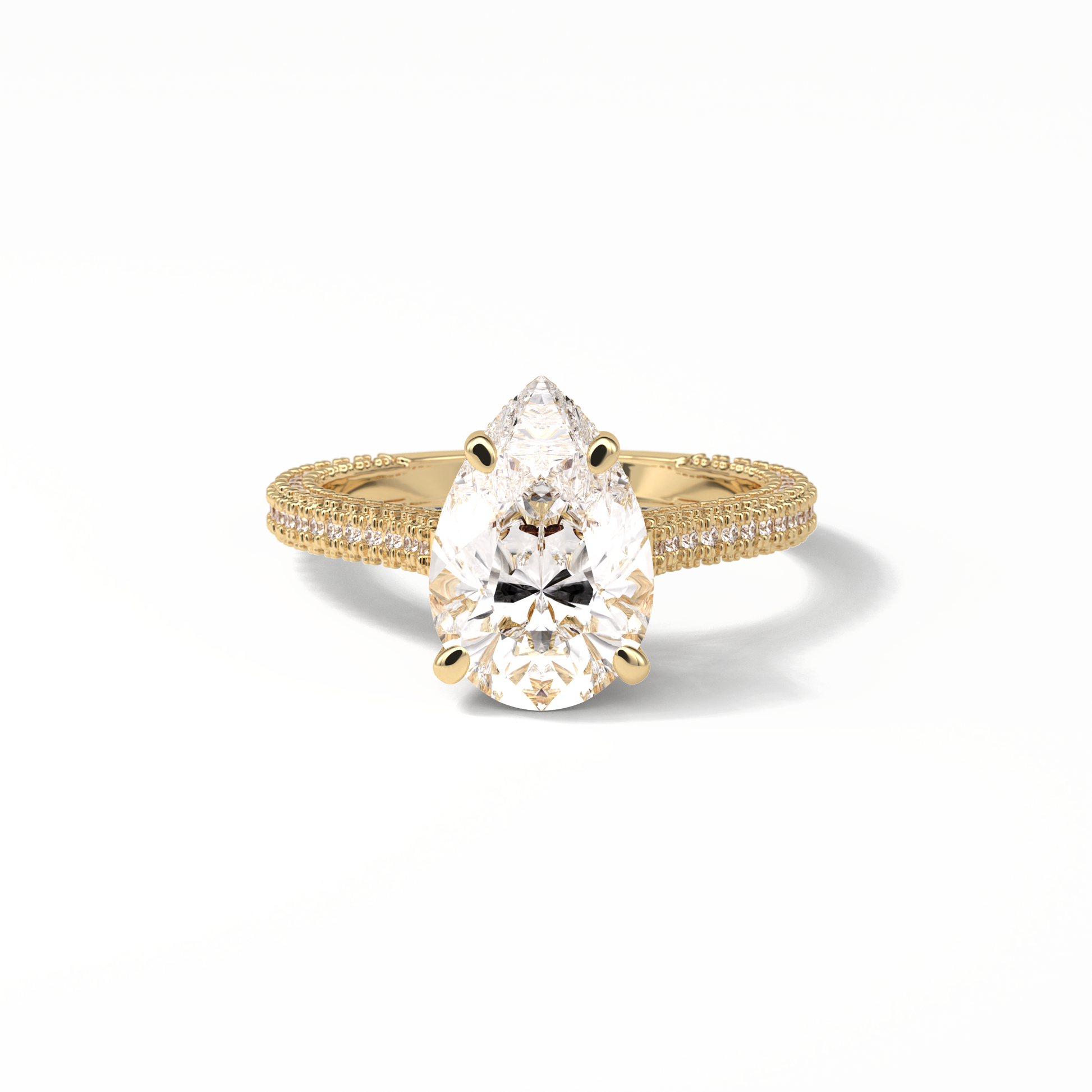 Pear Pave & Hidden Halo Lab Grown Diamond Engagement Ring