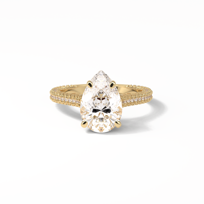 Pear Pave & Hidden Halo Lab Grown Diamond Engagement Ring