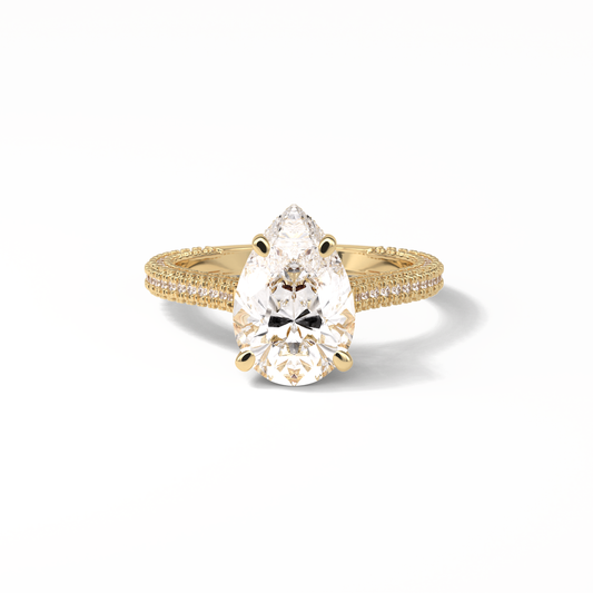 Pear Pave & Hidden Halo Lab Grown Diamond Engagement Ring