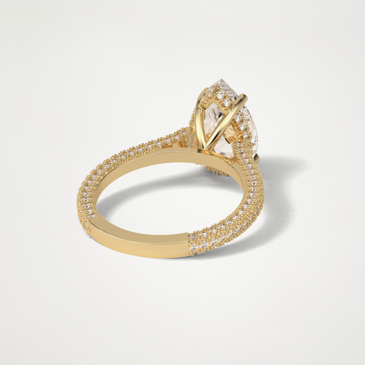 Pear Pave & Hidden Halo Lab Grown Diamond Engagement Ring