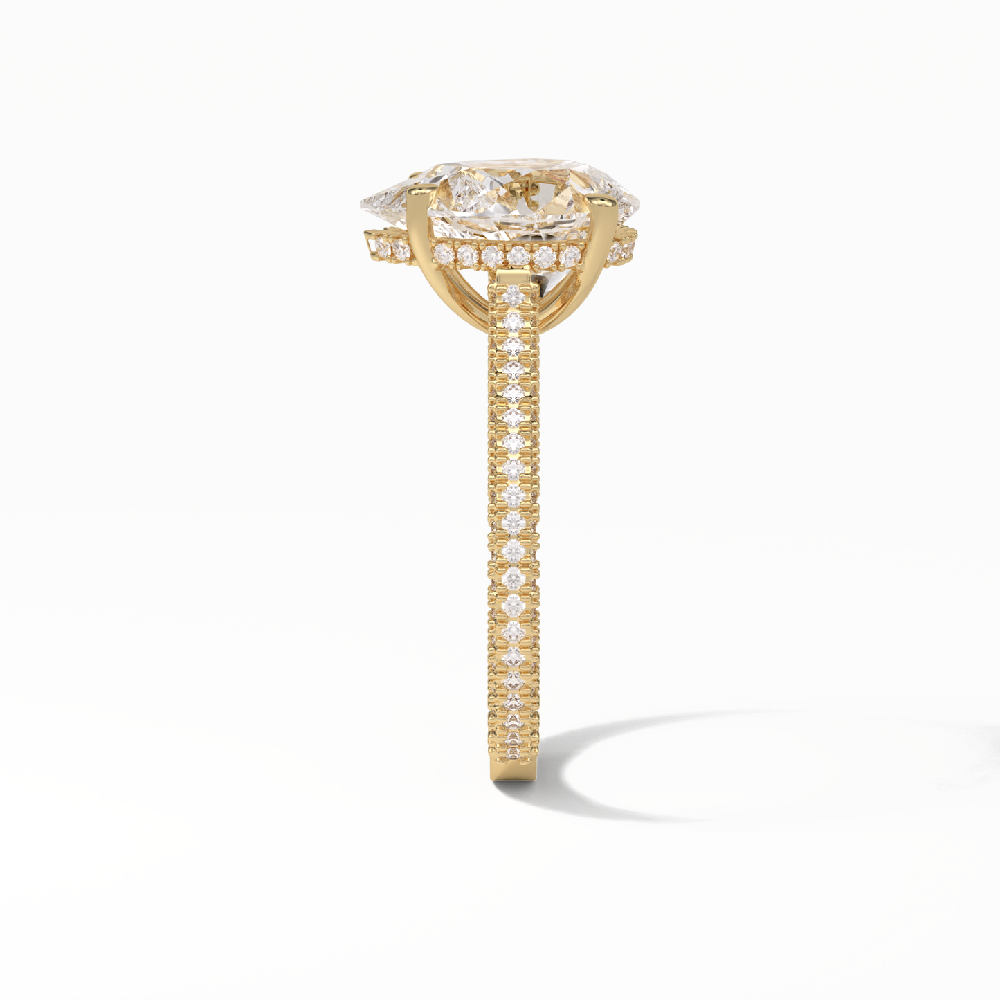 Pear Pave & Hidden Halo Lab Grown Diamond Engagement Ring
