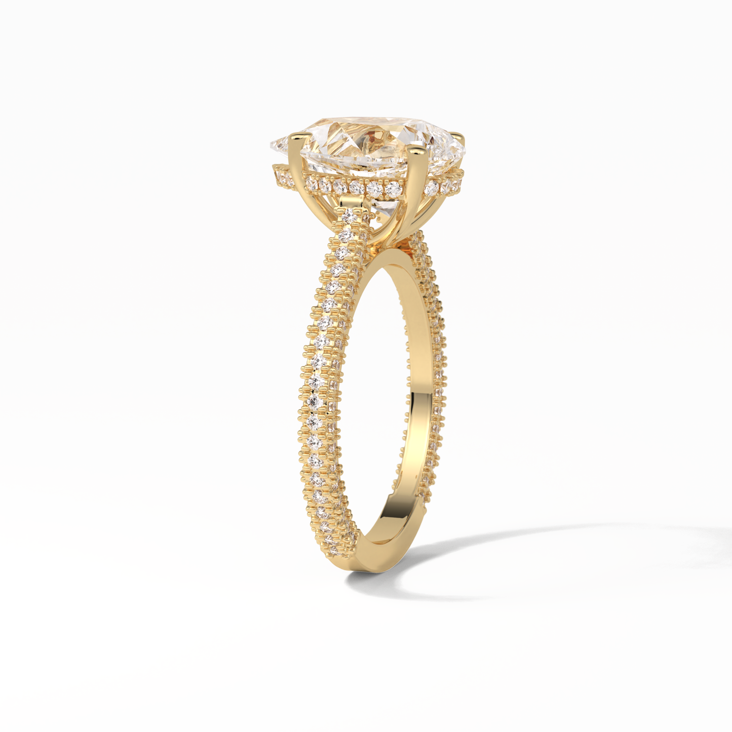 Pear Pave & Hidden Halo Lab Grown Diamond Engagement Ring