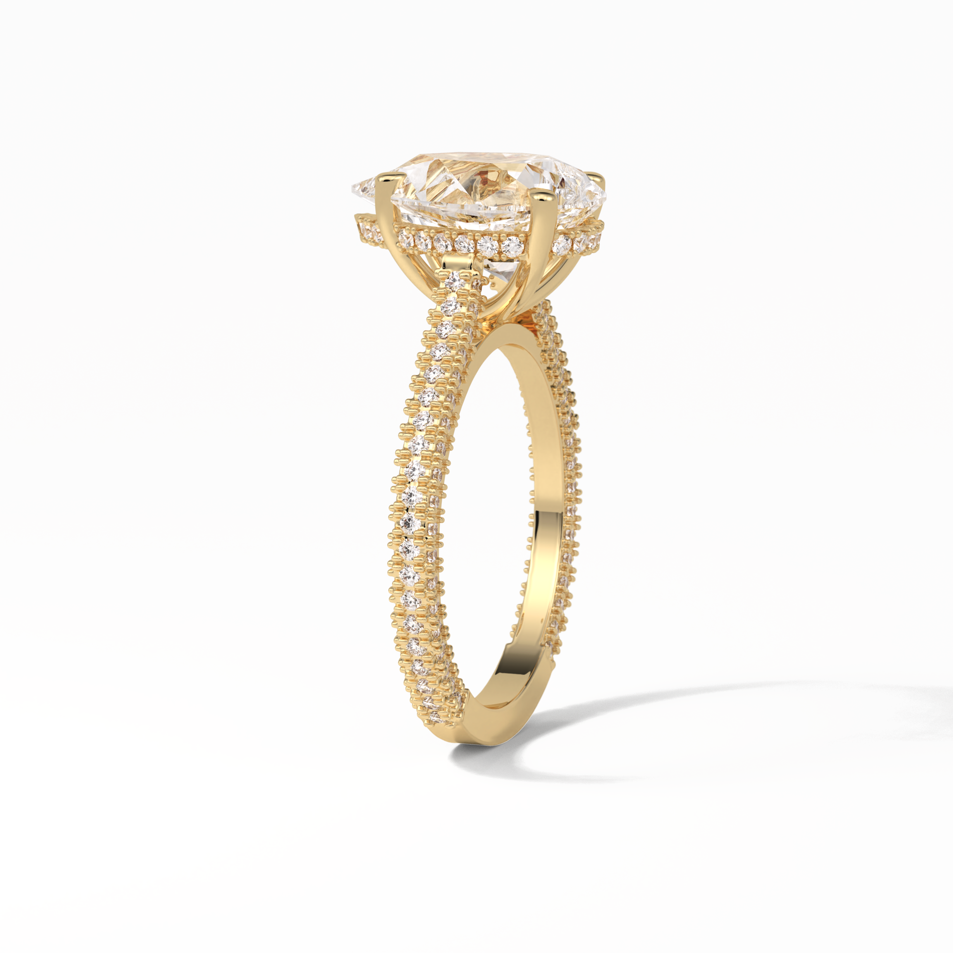 Pear Pave & Hidden Halo Lab Grown Diamond Engagement Ring