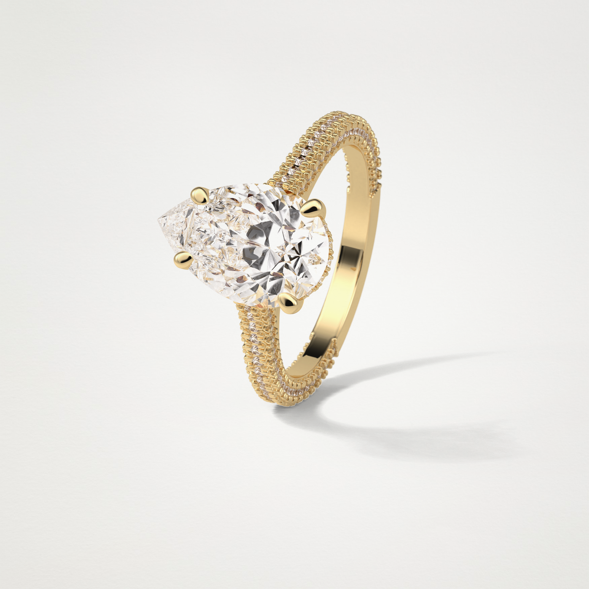 Pear Pave & Hidden Halo Lab Grown Diamond Engagement Ring