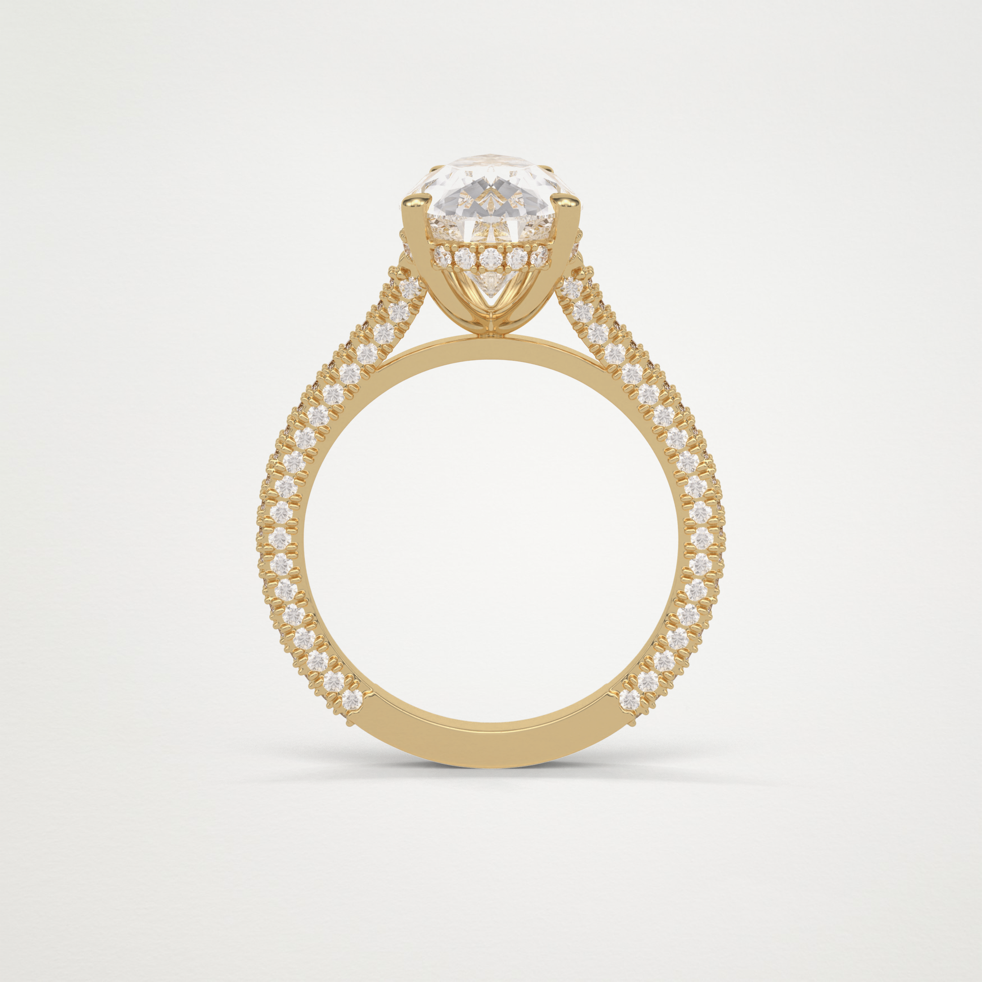 Pear Pave & Hidden Halo Lab Grown Diamond Engagement Ring