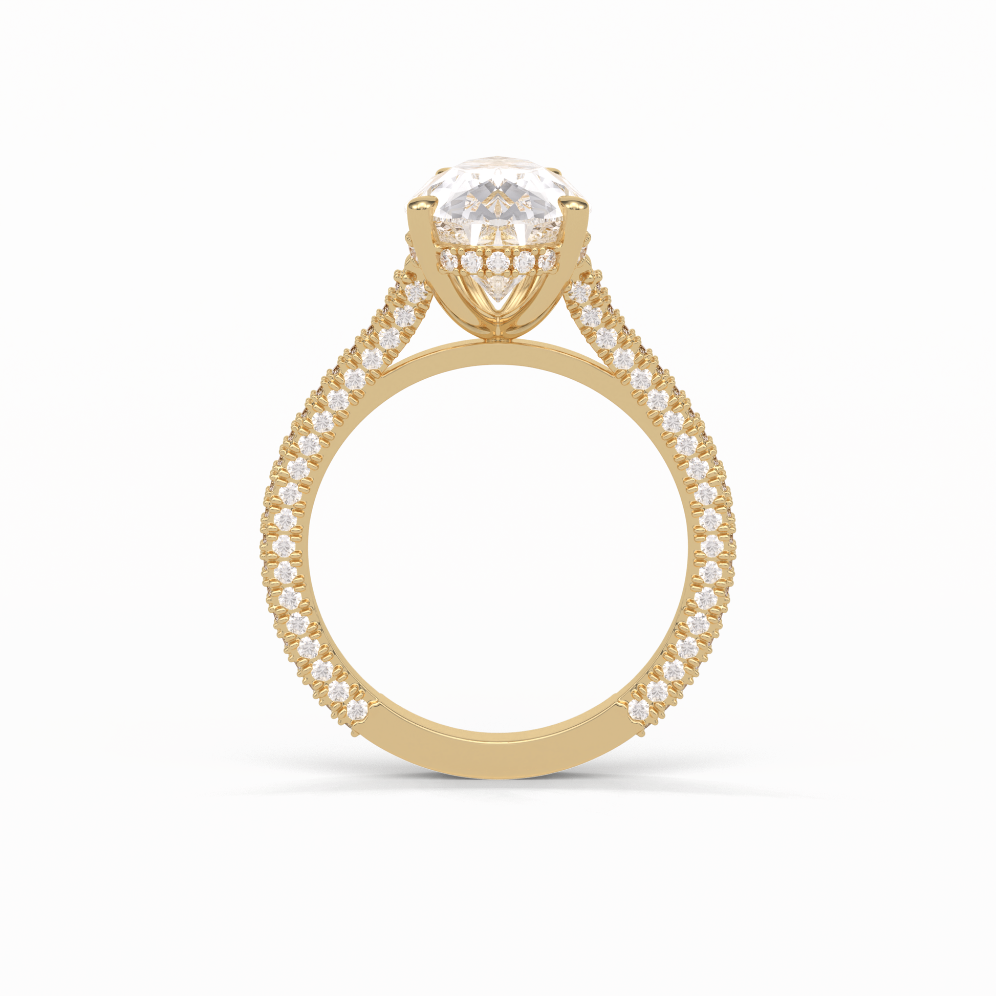 Pear Pave & Hidden Halo Lab Grown Diamond Engagement Ring