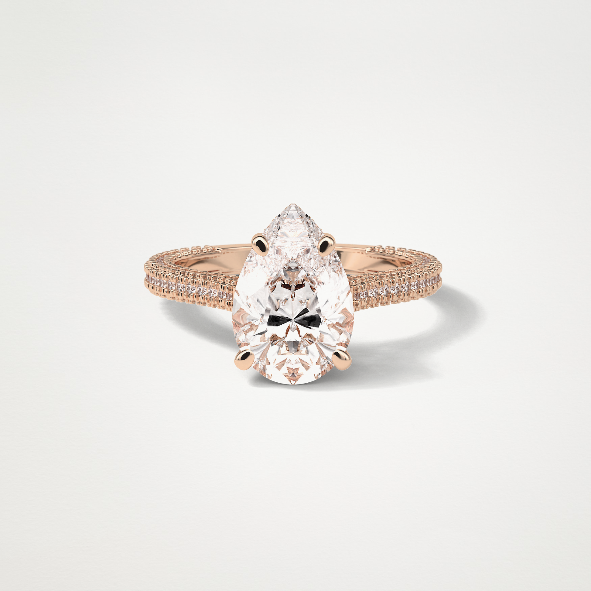 Pear Pave & Hidden Halo Lab Grown Diamond Engagement Ring