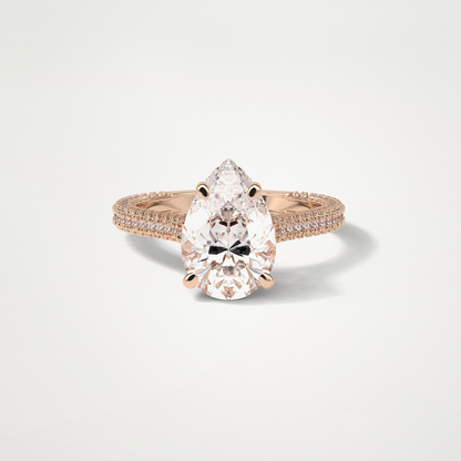 Pear Pave & Hidden Halo Lab Grown Diamond Engagement Ring