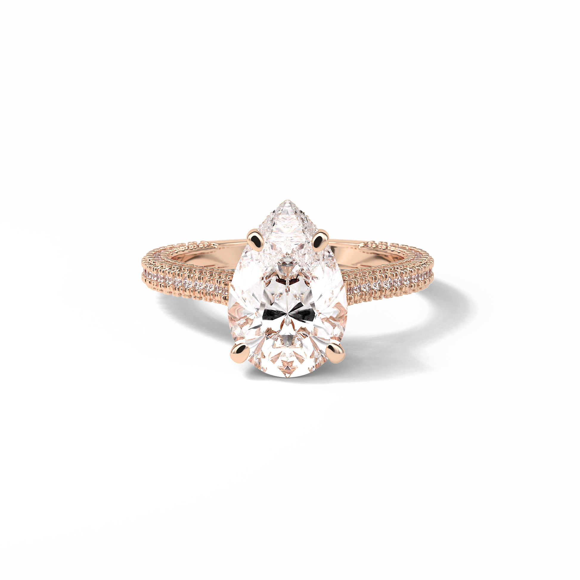 Pear Pave & Hidden Halo Lab Grown Diamond Engagement Ring