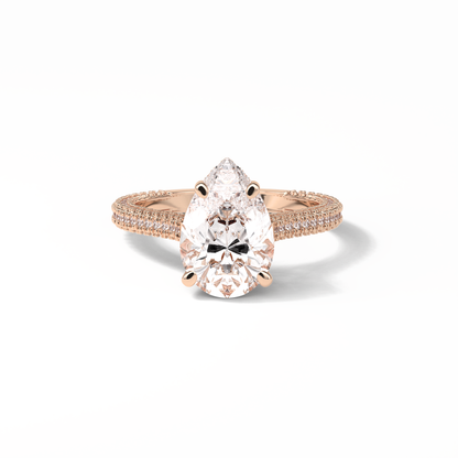 Pear Pave & Hidden Halo Lab Grown Diamond Engagement Ring