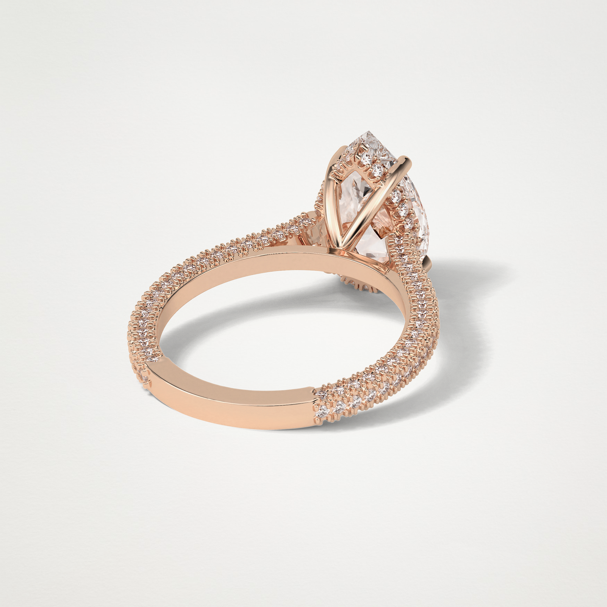 Pear Pave & Hidden Halo Lab Grown Diamond Engagement Ring