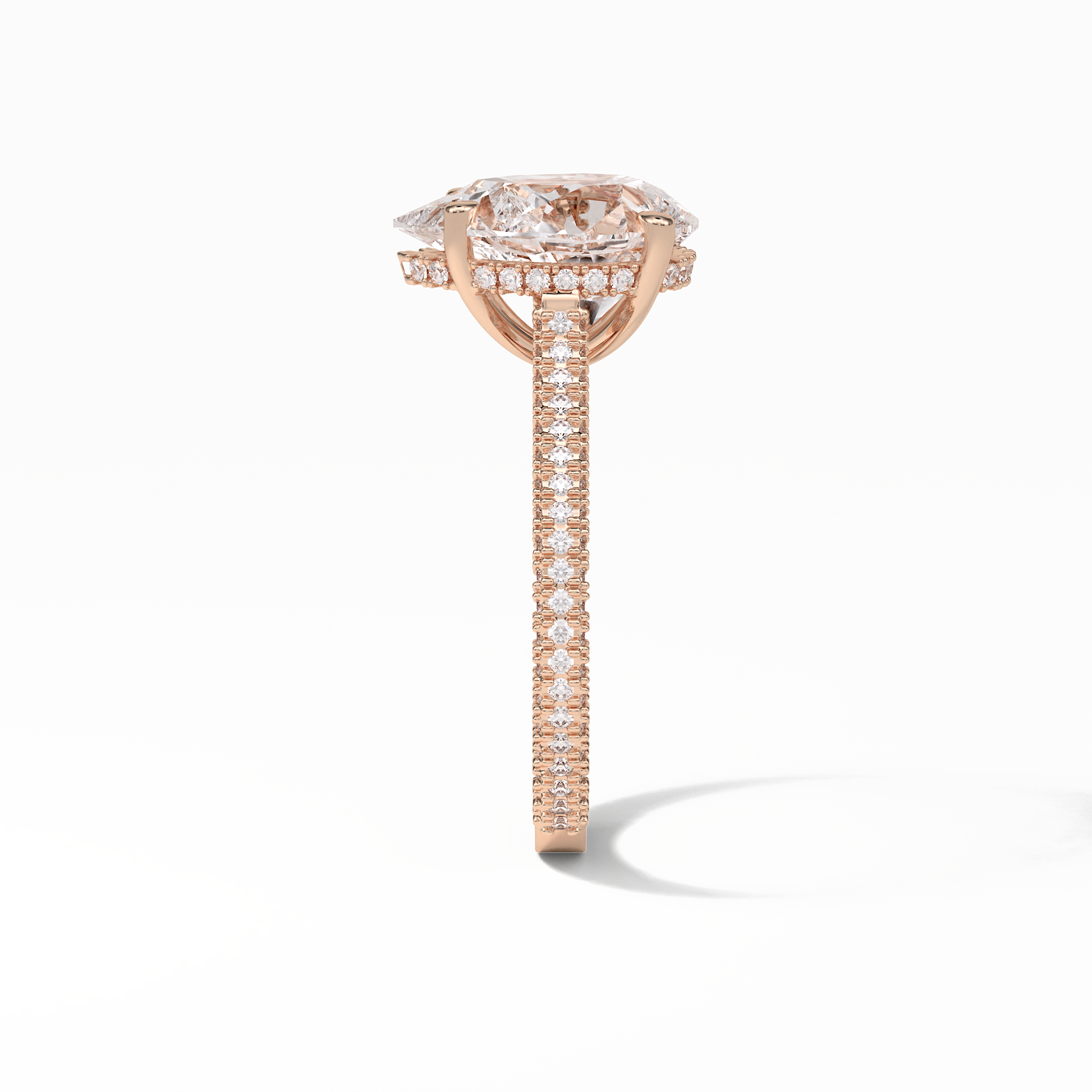 Pear Pave & Hidden Halo Lab Grown Diamond Engagement Ring