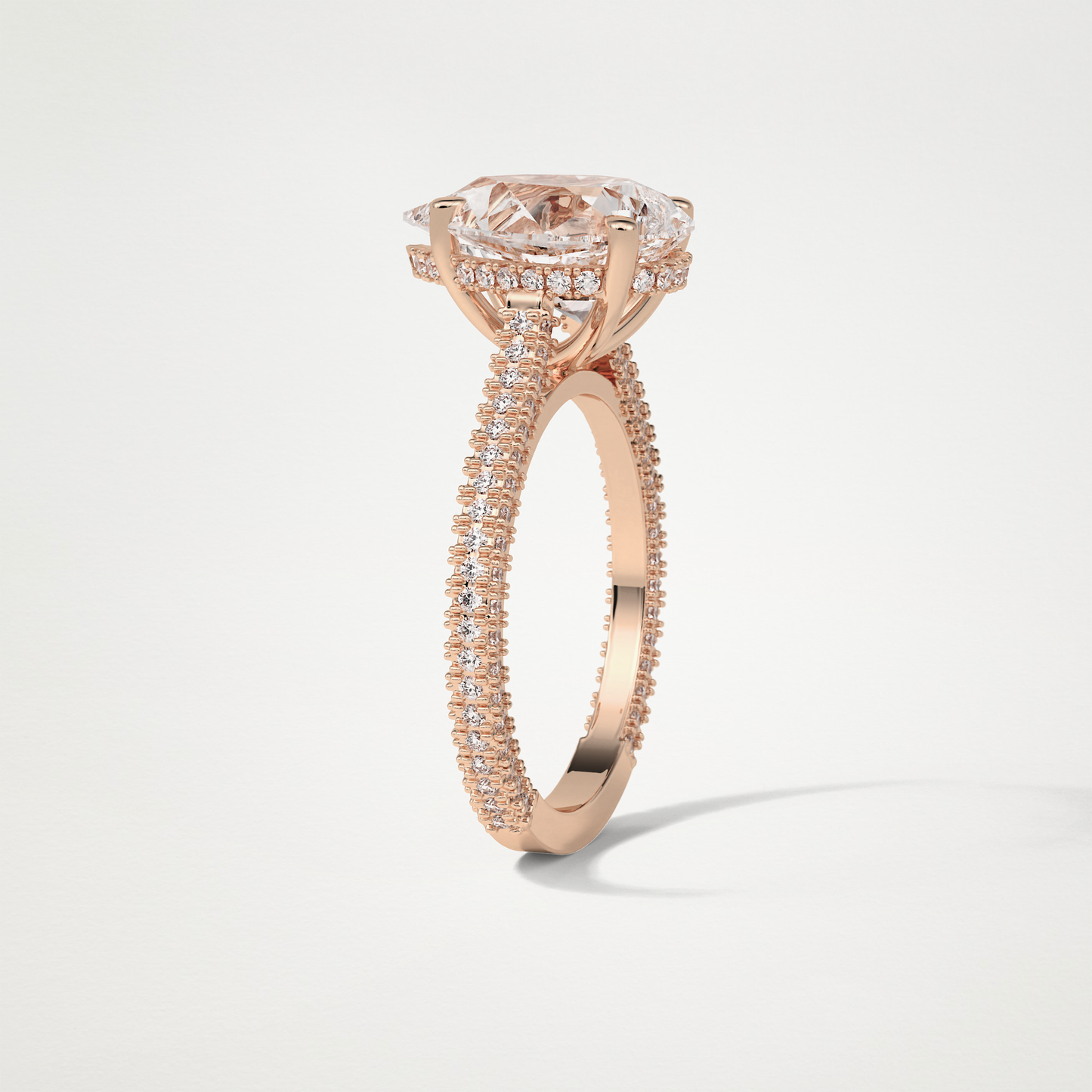 Pear Pave & Hidden Halo Lab Grown Diamond Engagement Ring