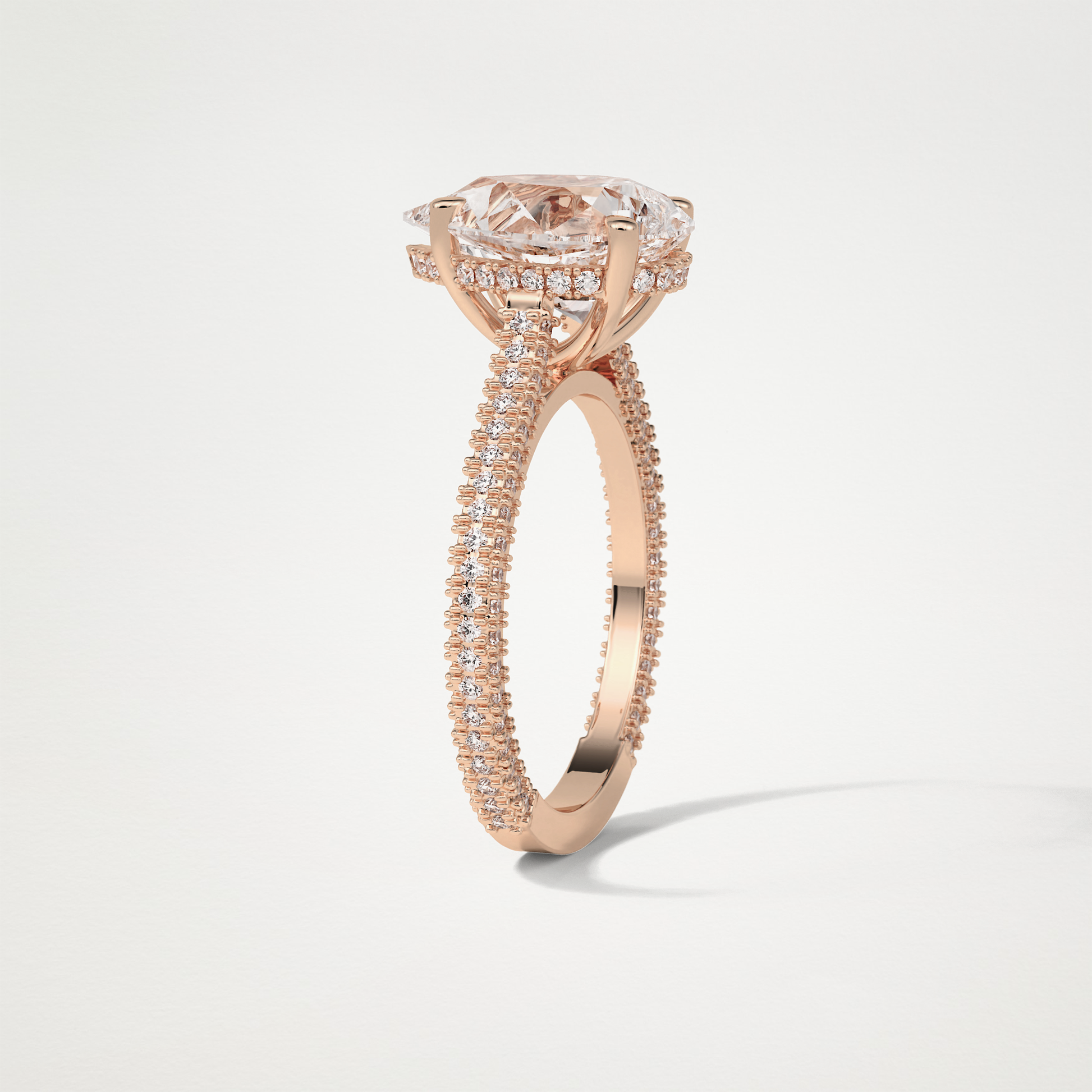 Pear Pave & Hidden Halo Lab Grown Diamond Engagement Ring