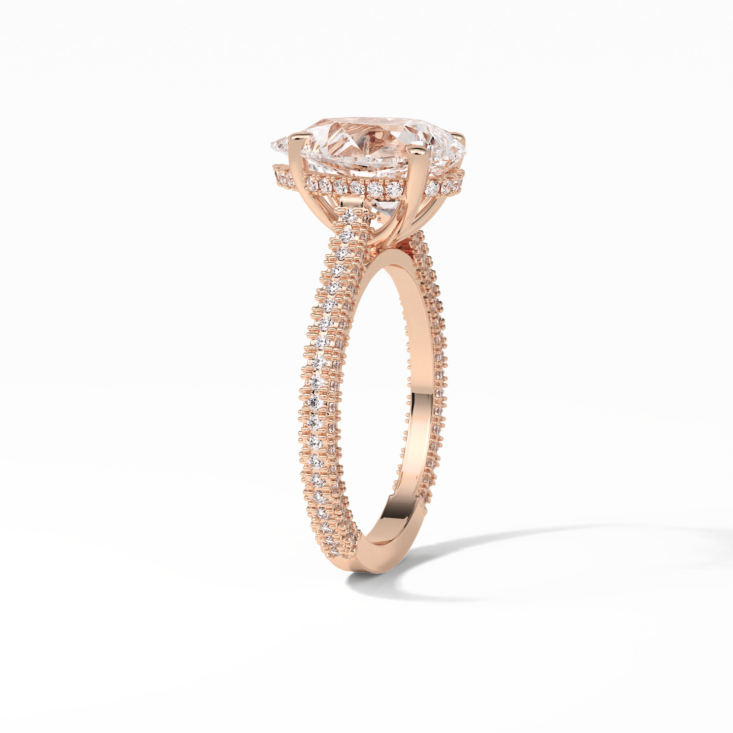Pear Pave & Hidden Halo Lab Grown Diamond Engagement Ring