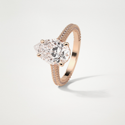 Pear Pave & Hidden Halo Lab Grown Diamond Engagement Ring