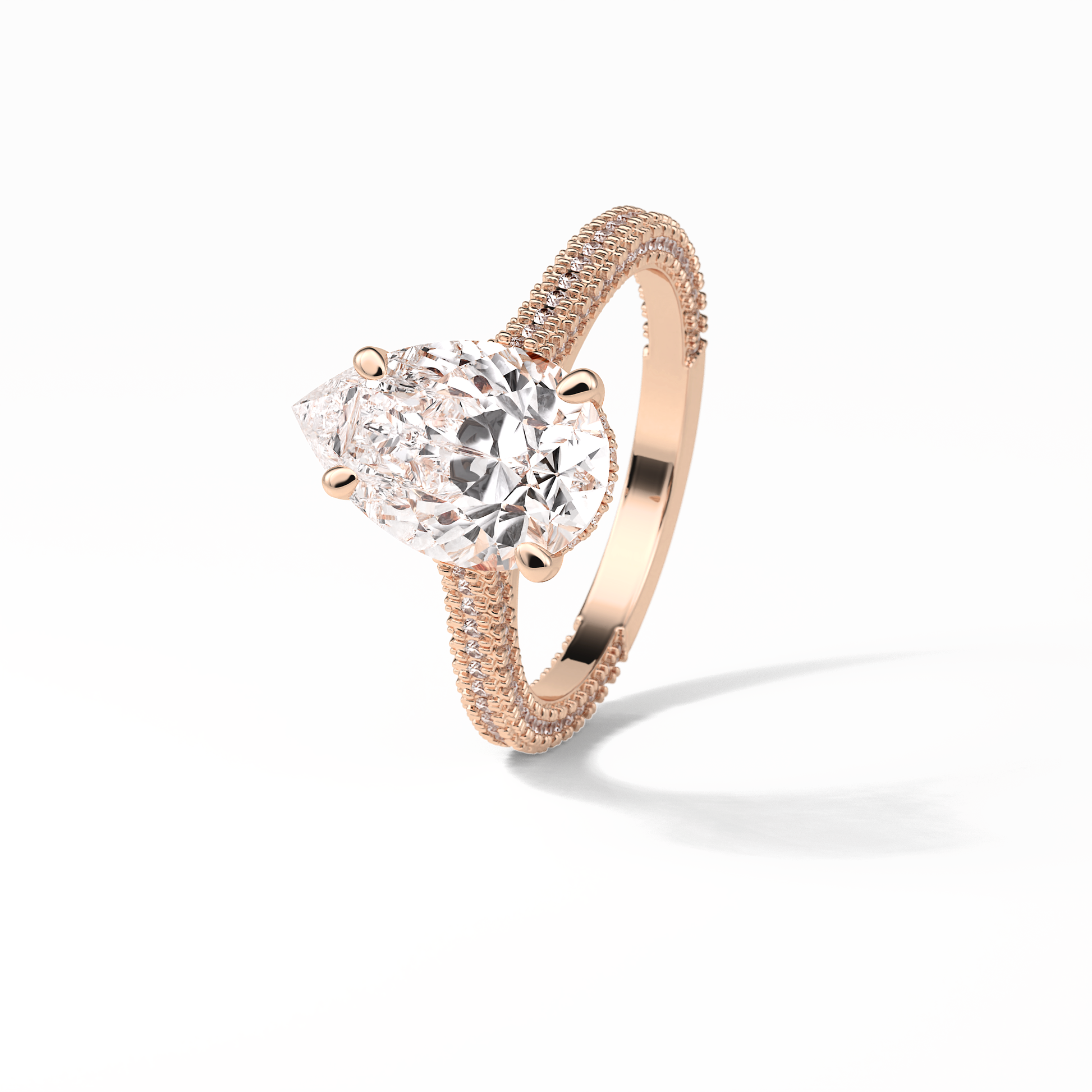 Pear Pave & Hidden Halo Lab Grown Diamond Engagement Ring