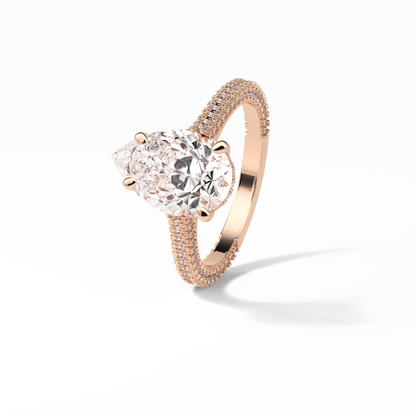 Pear Pave & Hidden Halo Lab Grown Diamond Engagement Ring