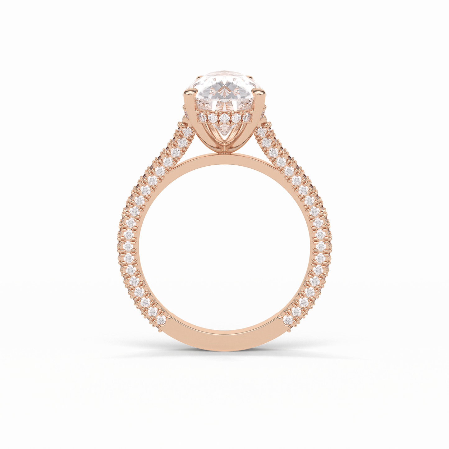 Pear Pave & Hidden Halo Lab Grown Diamond Engagement Ring