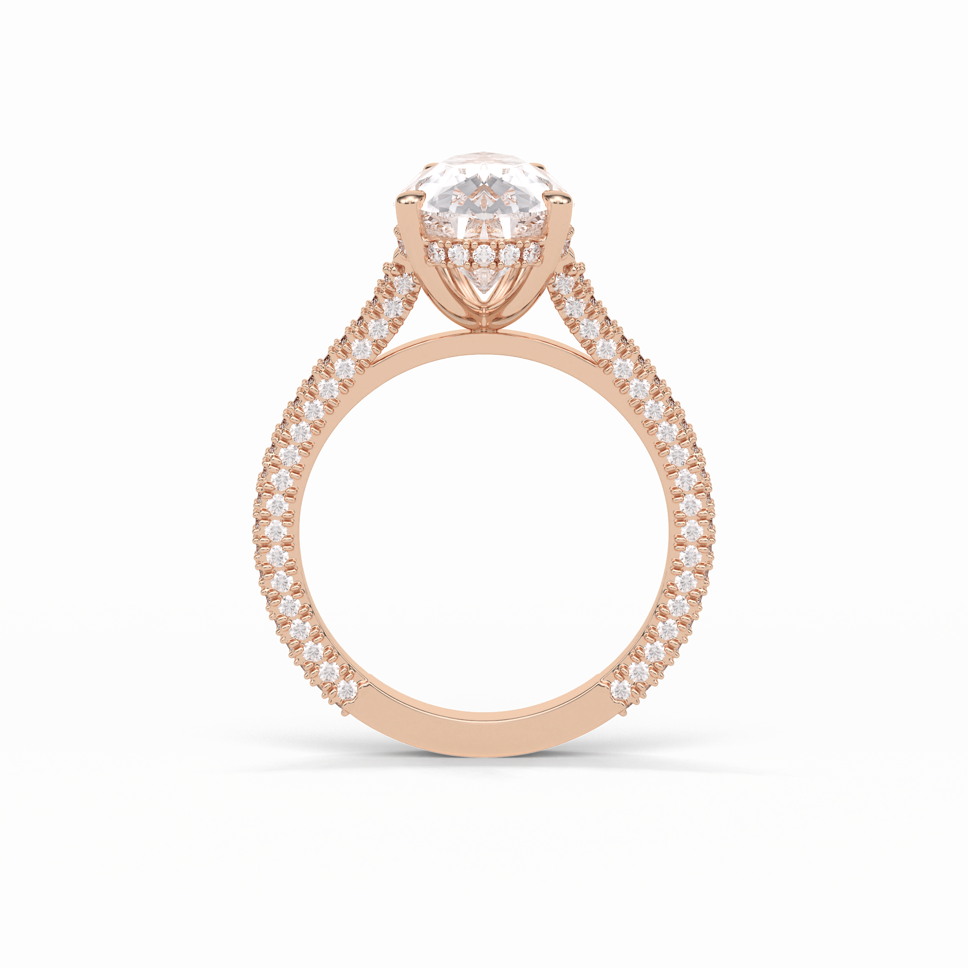 Pear Pave & Hidden Halo Lab Grown Diamond Engagement Ring
