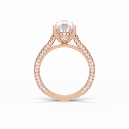 Pear Pave & Hidden Halo Lab Grown Diamond Engagement Ring
