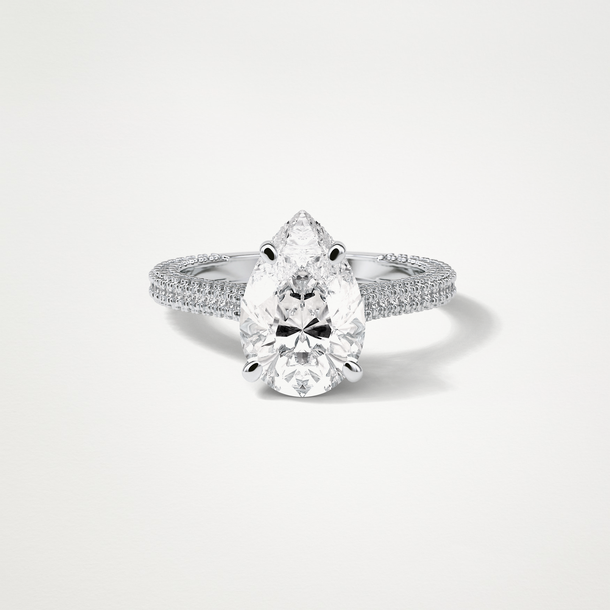 Pear Pave & Hidden Halo Lab Grown Diamond Engagement Ring