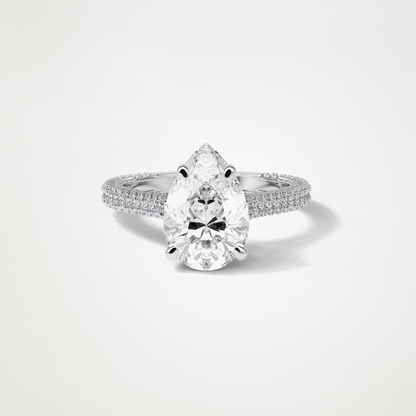 Pear Pave & Hidden Halo Lab Grown Diamond Engagement Ring